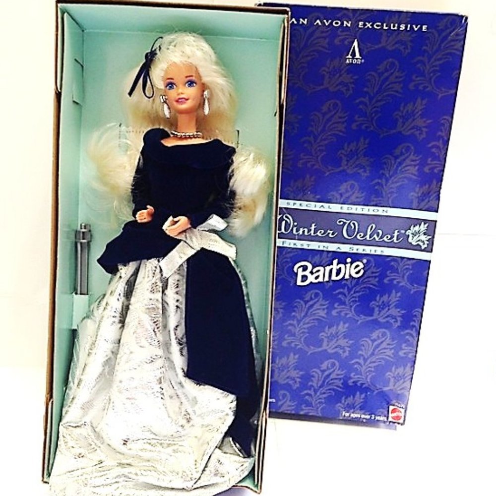 Vintage Winter Velvet Barbie Avon NIB!